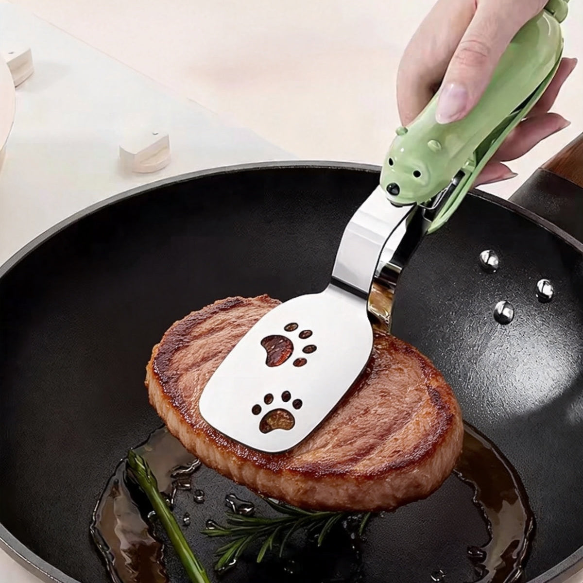 Japanese Stainless Steel Spatula Tongs (Food Tongs)