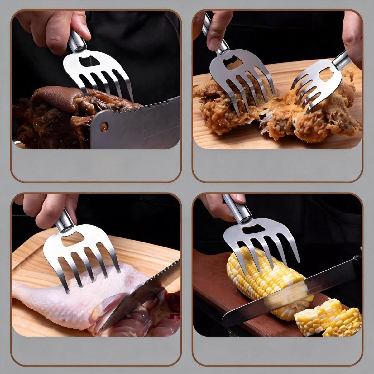 Stainless Steel Finger Guard – Kitchen Knife Safety Tool (Chopping Fork / Hand Protector)